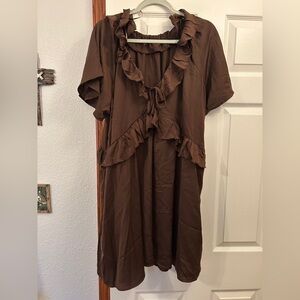 Brown Ruffle Dress